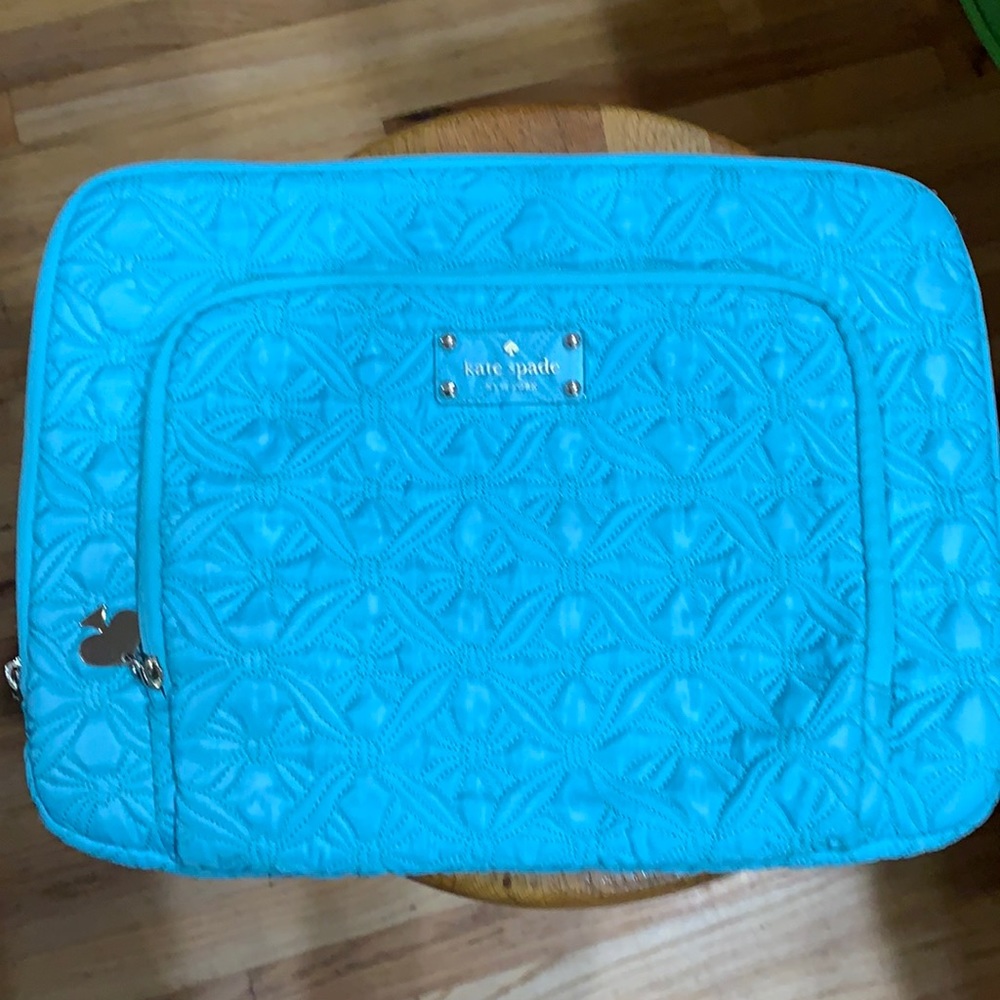 Kate Spade Turquoise Quilted Laptop Case, LIKE NEW